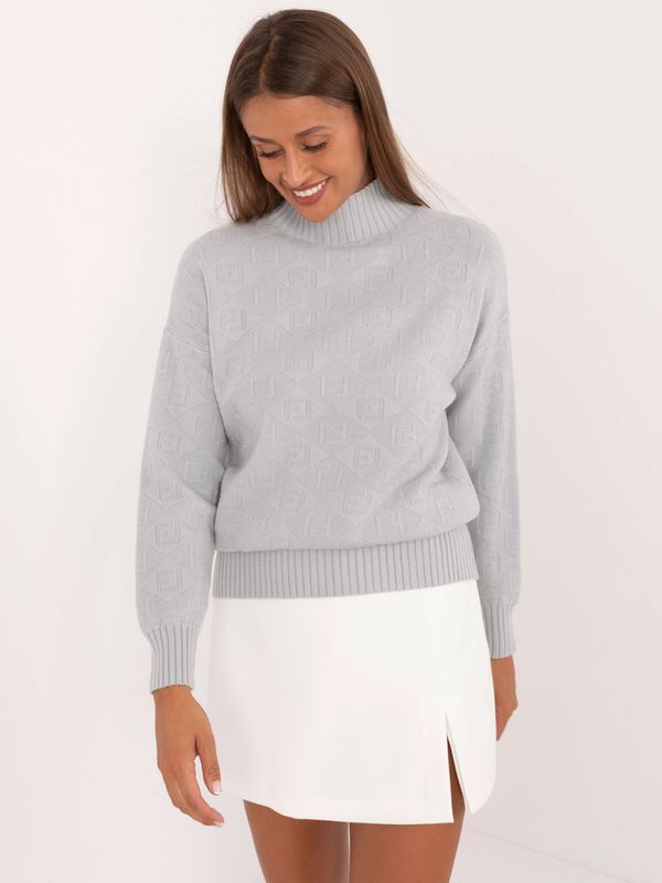 Fashionhunters Light grey turtleneck sweater