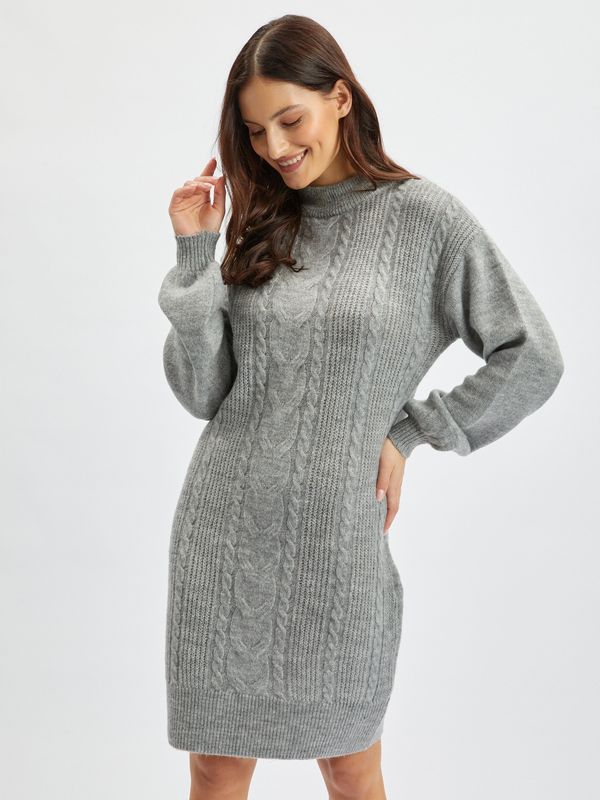 Orsay Light grey women's sweater dress ORSAY