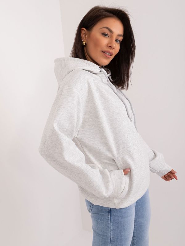 Fashionhunters Light Grey Women's Viscose Kangaroo Sweatshirt