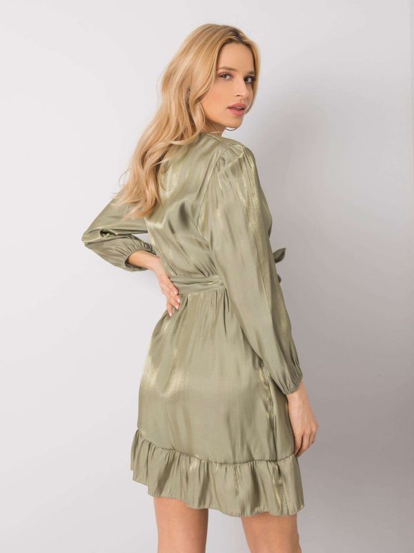 Fashionhunters Light khaki dress with ruffle by Jane