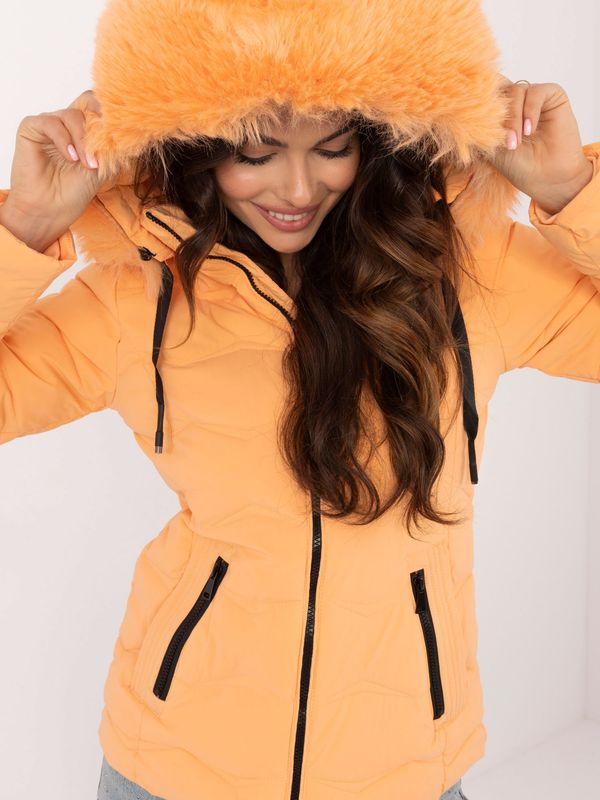 Fashionhunters Light orange quilted transitional jacket