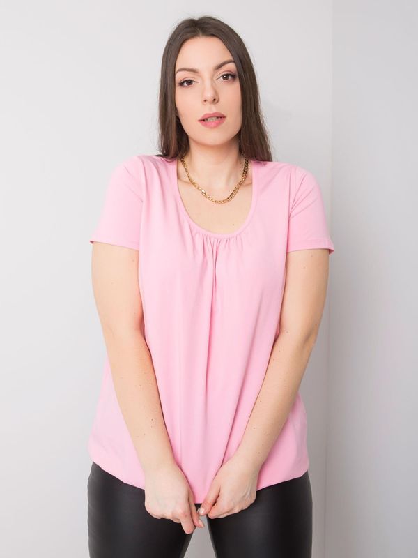 Fashionhunters Light pink cotton blouse Celeste plus size