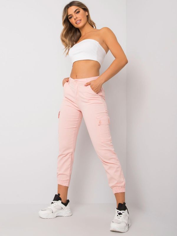 Fashionhunters Light pink fabric trousers by Ximenna