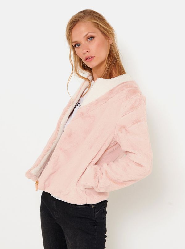 CAMAIEU Light pink faux fur jacket CAMAIEU - Women
