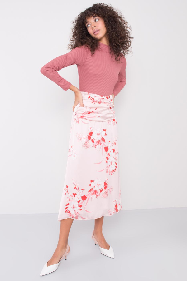 Fashionhunters Light pink floral skirt BSL