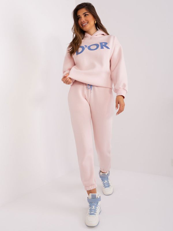 Fashionhunters Light Pink Insulated Cotton Tracksuit