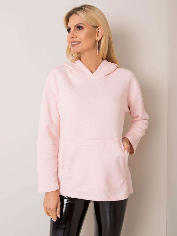 Fashionhunters Light pink kangaroo sweatshirt