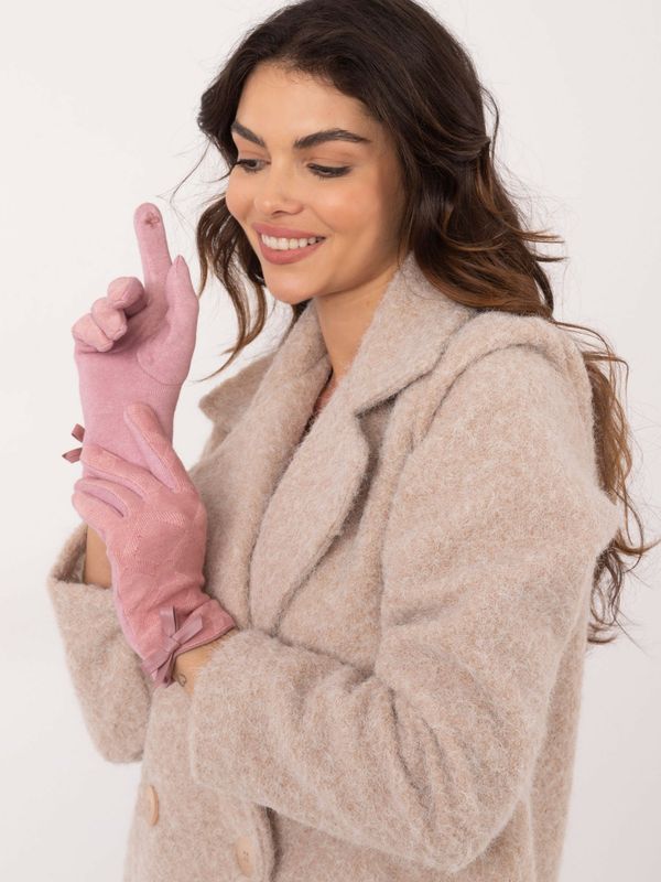 Fashionhunters Light pink knitted gloves