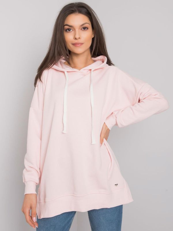Fashionhunters Light pink plain hoodie
