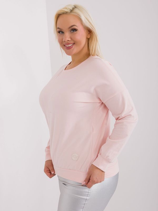 Fashionhunters Light pink plus size blouse with long sleeves