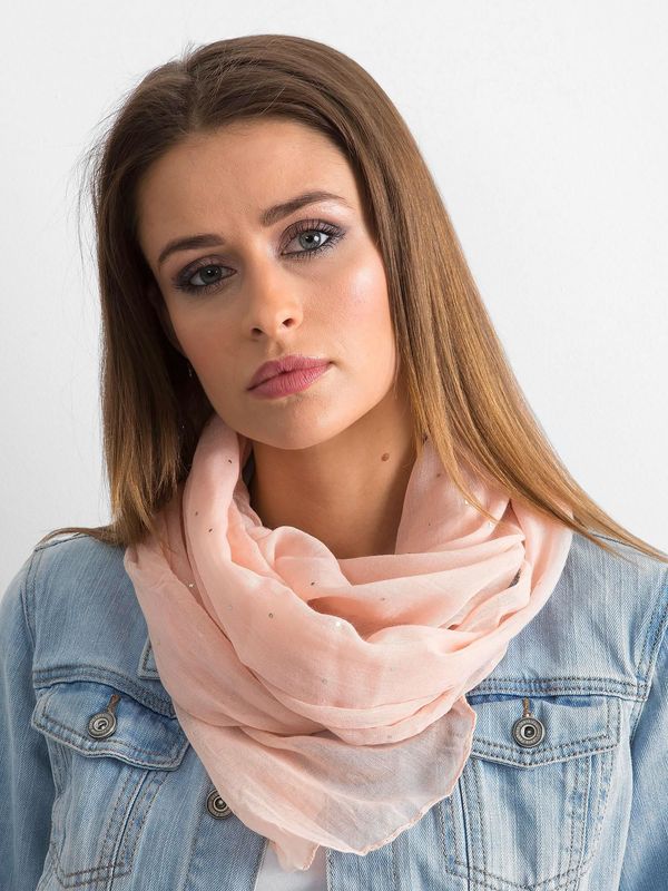 Fashionhunters Light pink scarf with rhinestones