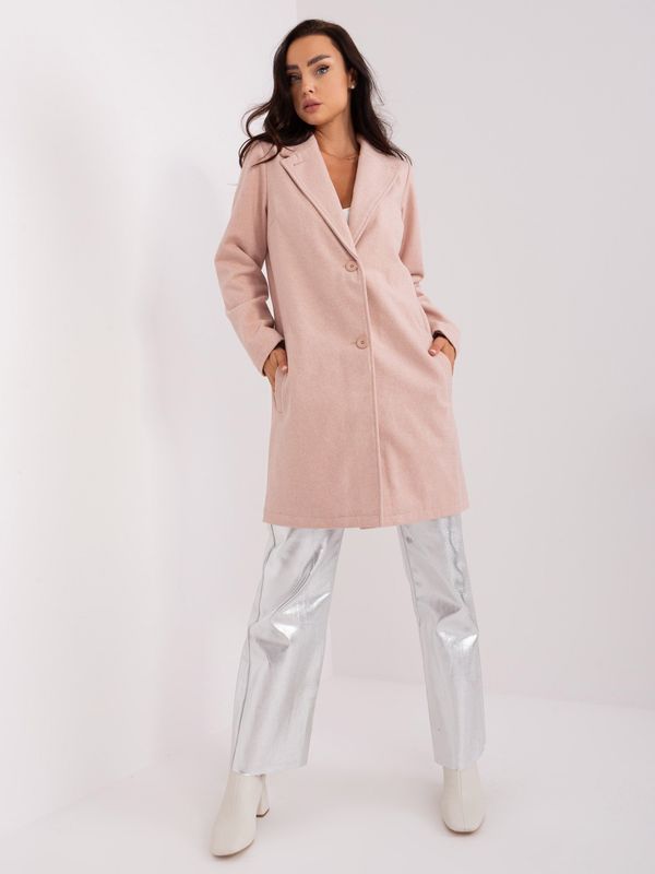 Fashionhunters Light pink women's coat with lining