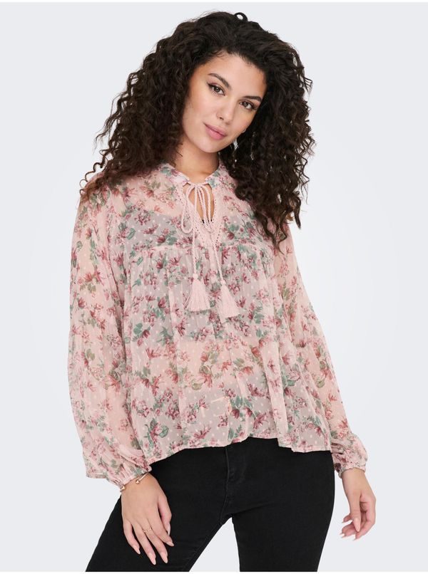 Only Light pink women's floral blouse ONLY Aida - Women
