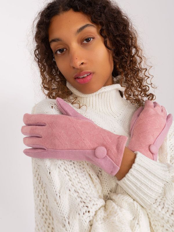 Fashionhunters Light pink women's gloves with button