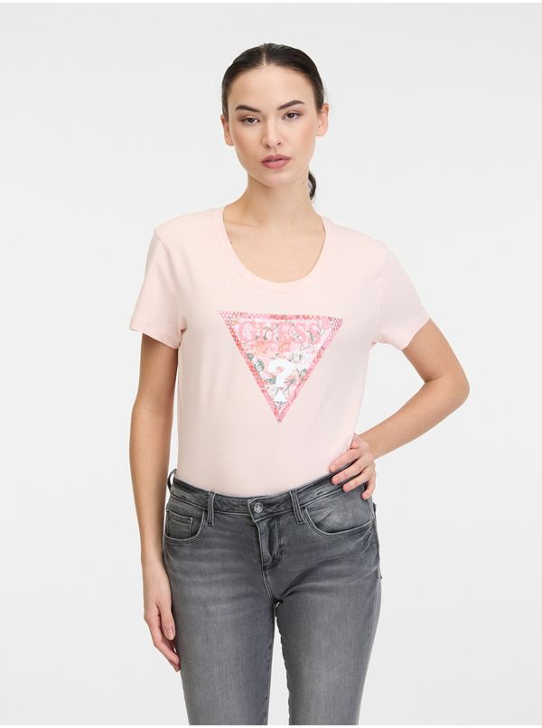 Guess Light pink women's T-shirt Guess Satin - Women