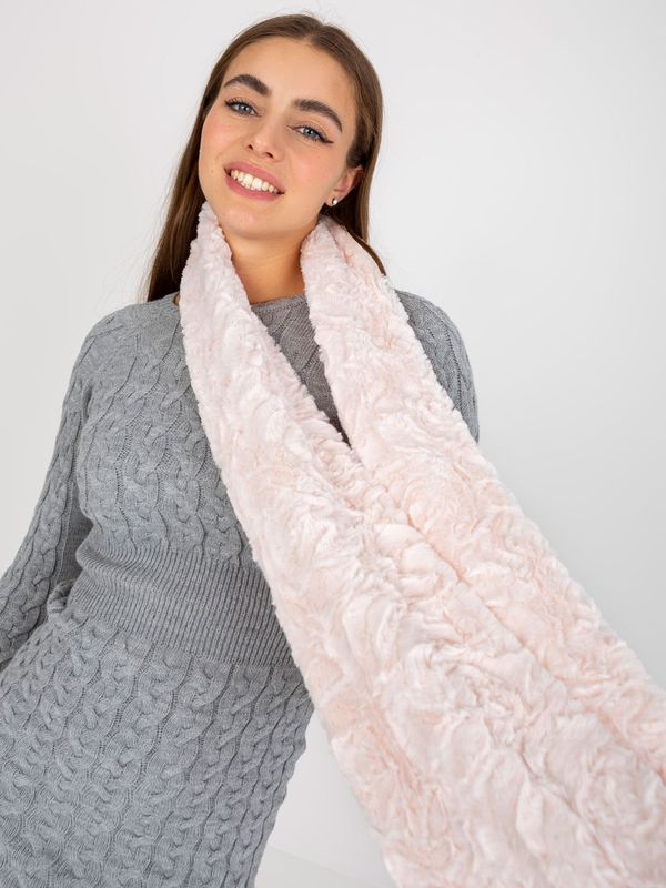 Fashionhunters Light pink women's tube scarf made of faux fur