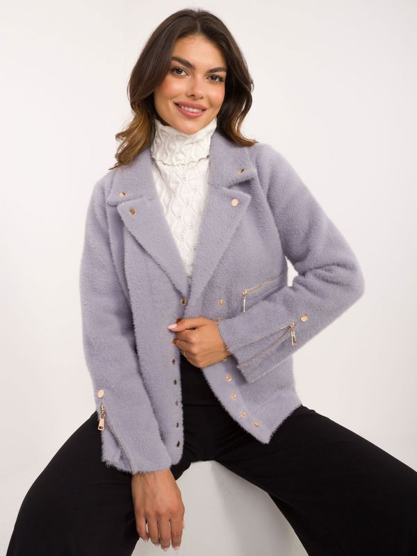 Fashionhunters Light purple alpaca jacket with snap fasteners