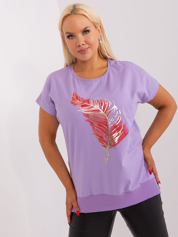 Fashionhunters Light purple blouse with plus size print