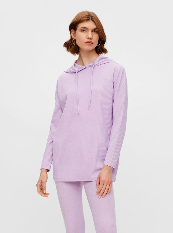 Pieces Light Purple Hoodie Pieces Ribbi - Women