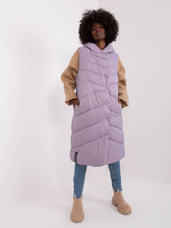 Fashionhunters Light purple long vest with hood SUBLEVEL
