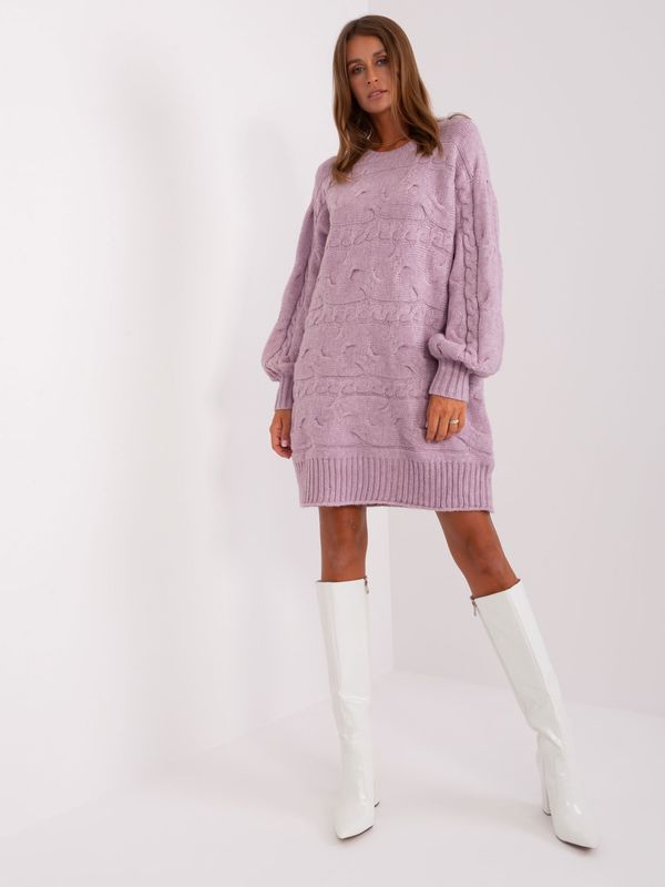 Fashionhunters Light purple oversize knitted dress