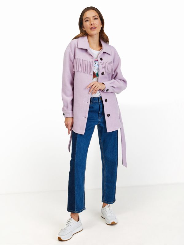 Orsay Light Purple Shirt Winter Jacket with Fringe ORSAY - Women