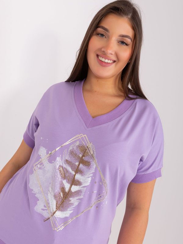 Fashionhunters Light purple women's blouse plus size with short sleeves