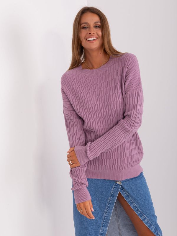 Fashionhunters Light purple women's classic sweater with patterns