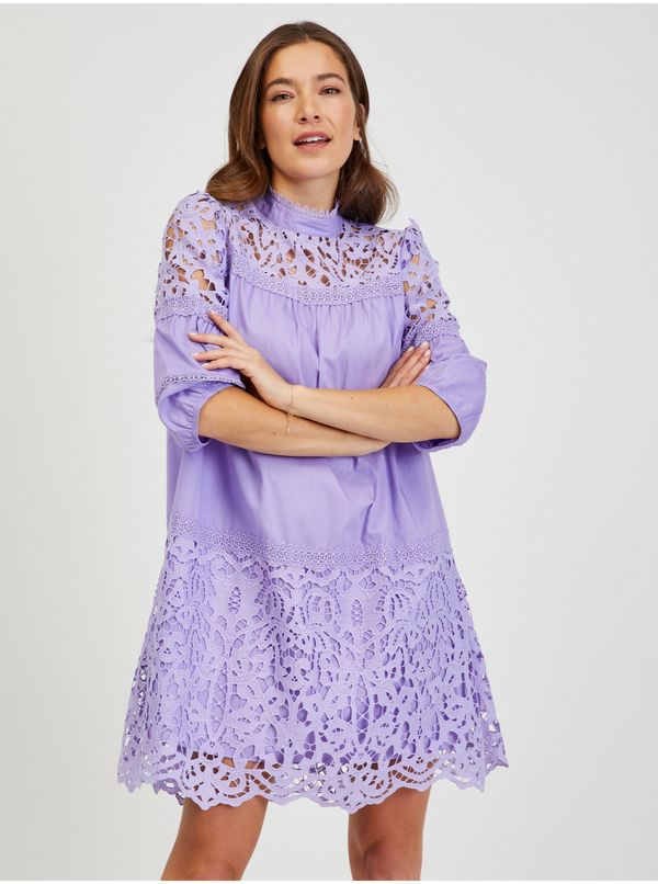 Orsay Light purple women's dress with lace ORSAY