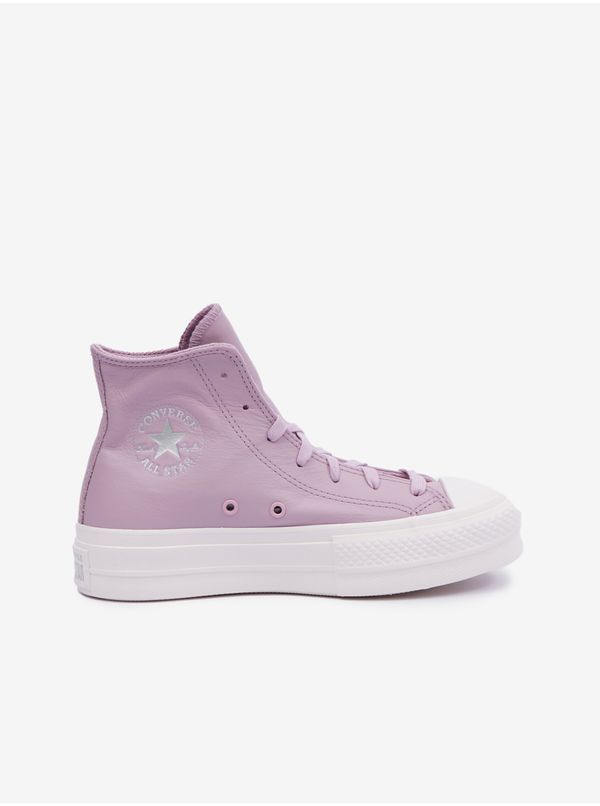 Converse Light Purple Women's Leather Ankle Sneakers on the Converse Platform - Women