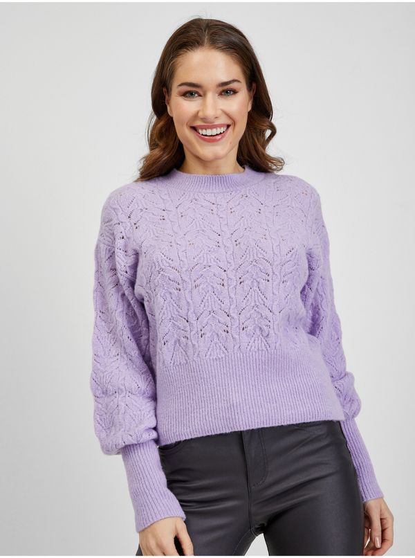 Orsay Light purple women's patterned sweater with balloon sleeves ORSAY - Women