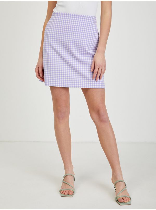 Orsay Light purple women's plaid skirt ORSAY