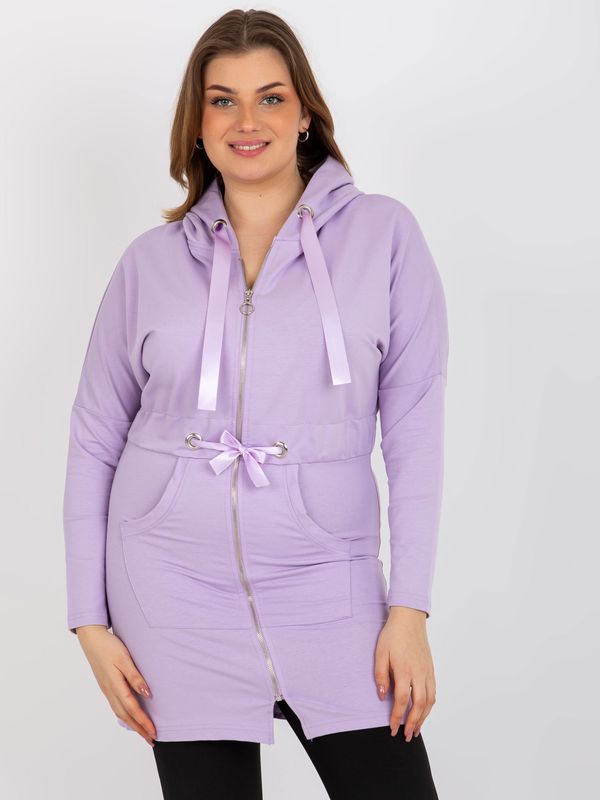 Fashionhunters Light purple zippered sweatshirt with hem in larger size
