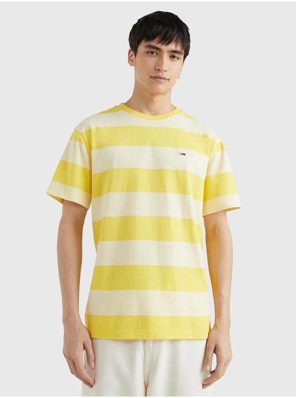 Tommy Hilfiger Light Yellow Mens Striped T-Shirt Tommy Jeans - Men
