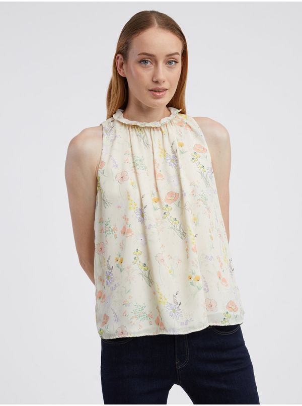 CAMAIEU Light yellow women's floral blouse CAMAIEU - Women's