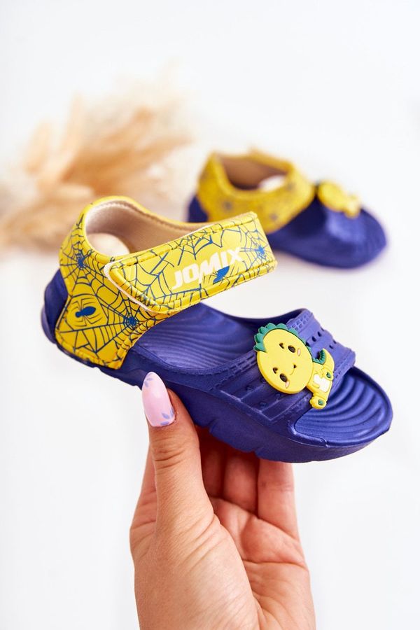 Kesi Lightweight foam sandals for children with Velcro navy blue Asti