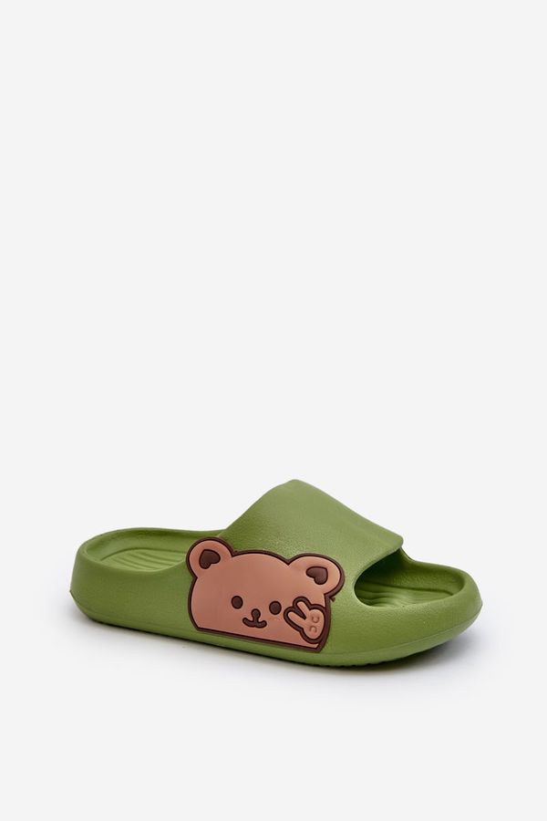 Kesi Lightweight foam slippers with teddy bear, Green Relif