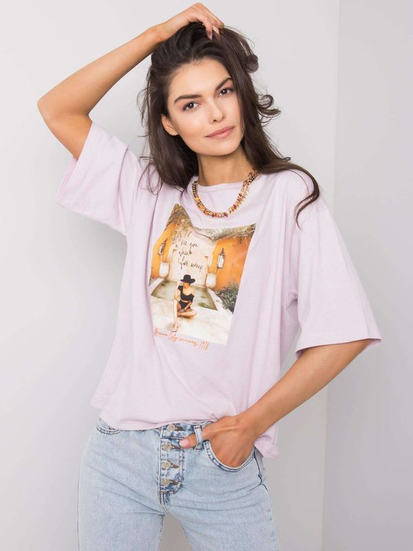 Fashionhunters Lilac women's T-shirt with Morris print