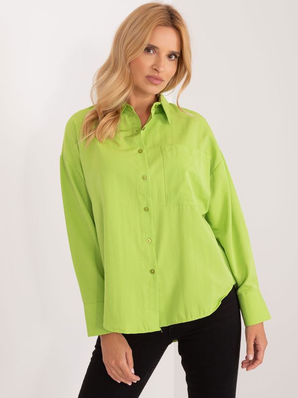 Fashionhunters Lime oversize shirt with collar