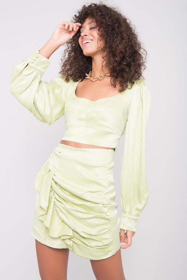 Fashionhunters Lime skirt with BSL curtain