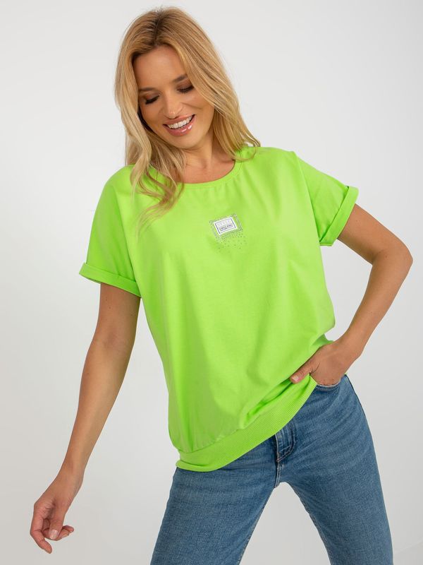 Fashionhunters Lime Women's Blouse for Everyday Wear with Application