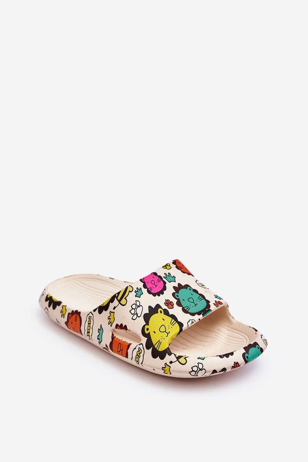 Kesi Lion Motiv Beige Esther children's lightweight foam slippers