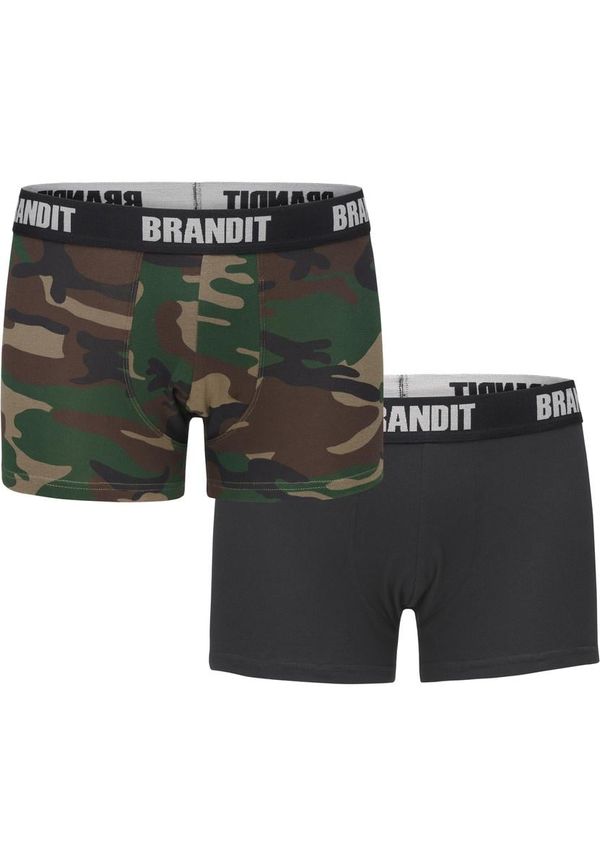 Brandit Logo 2er Pack Boxer Shorts woodland/black