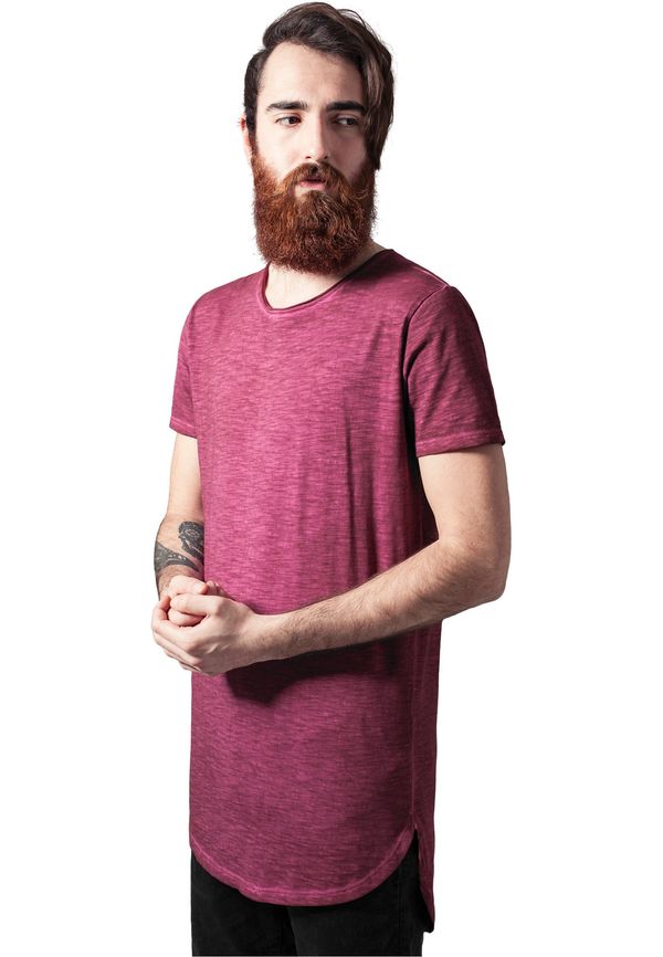 Urban Classics Long Back Shaped Spray Dye Tee Burgundy