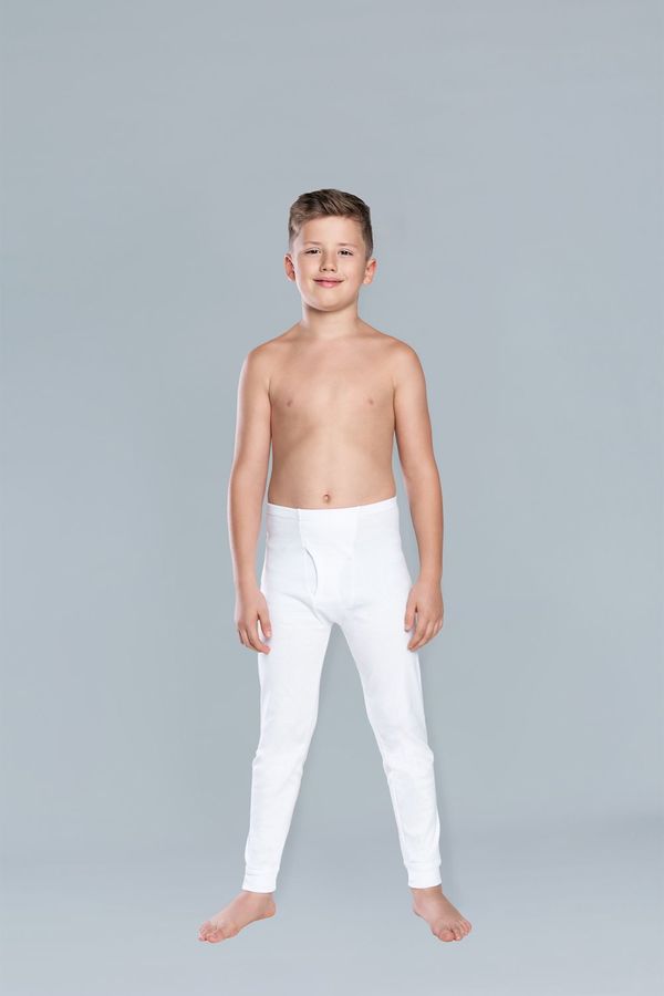 Italian Fashion Long boys' trousers Jaś - white