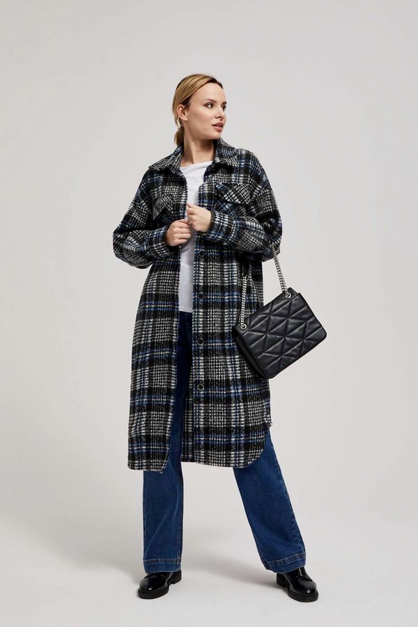 Moodo Long checkered coat