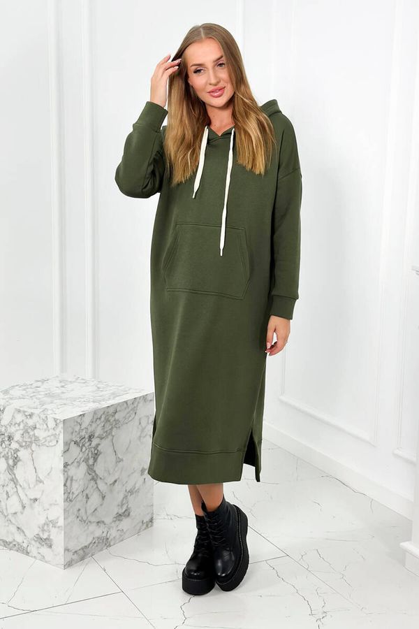 Kesi Long dress with a hood in khaki color