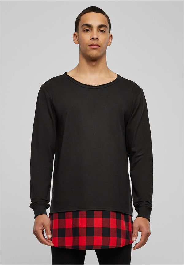 Urban Classics Long Fannelle Bottom Open Edge Crewneck blk/blk/red