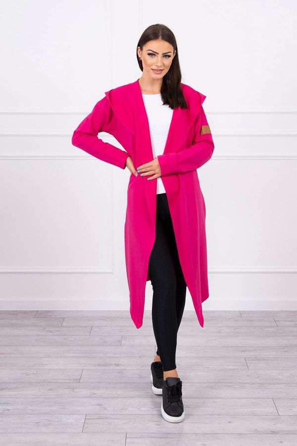 Kesi Long hooded cardigan in fuchsia color