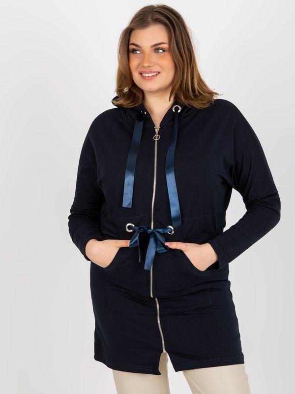 Fashionhunters Long hoodie with dark blue zipper